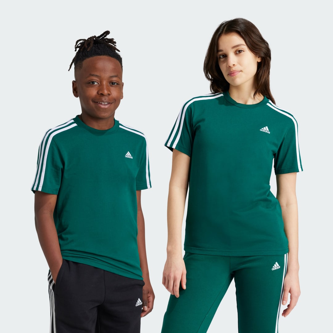 Adidas Sportswear T-shirt donkergroen wit Katoen Ronde hals 140