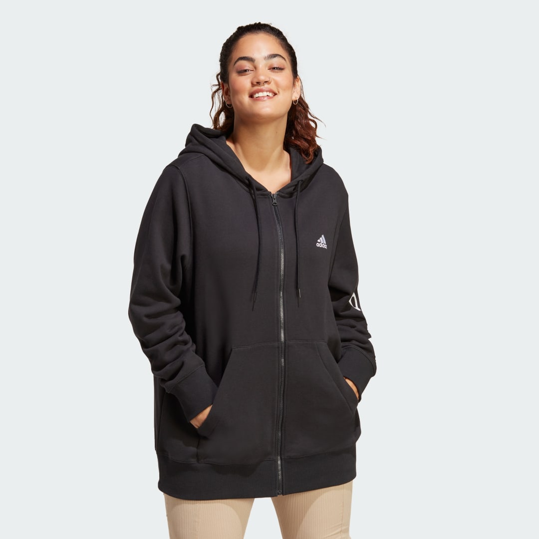 Image of Felpa con cappuccio Essentials Linear Full-Zip French Terry (Curvy)