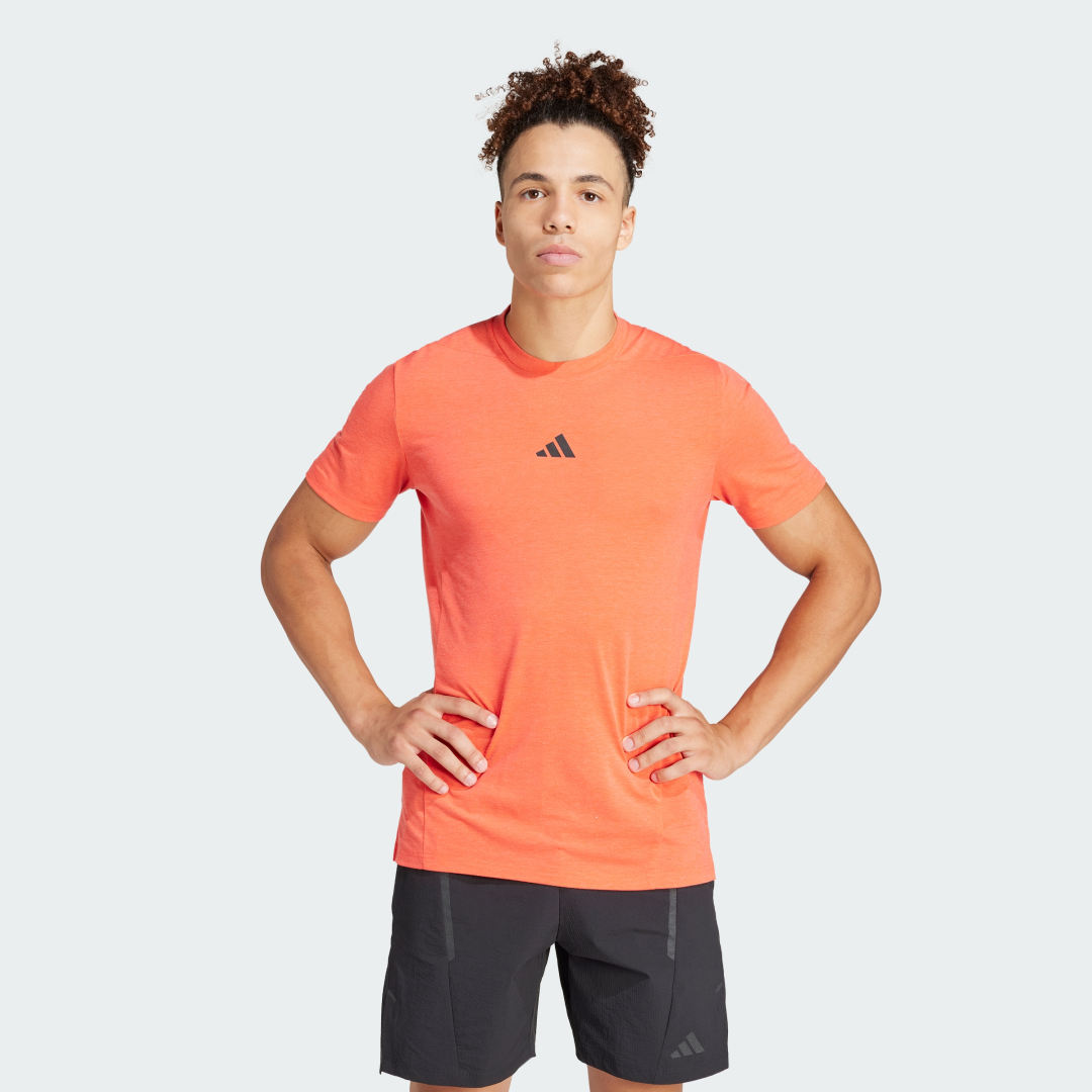 Image of adidas Designed for Training Workout Tee Bright Red S - Men Training Shirts