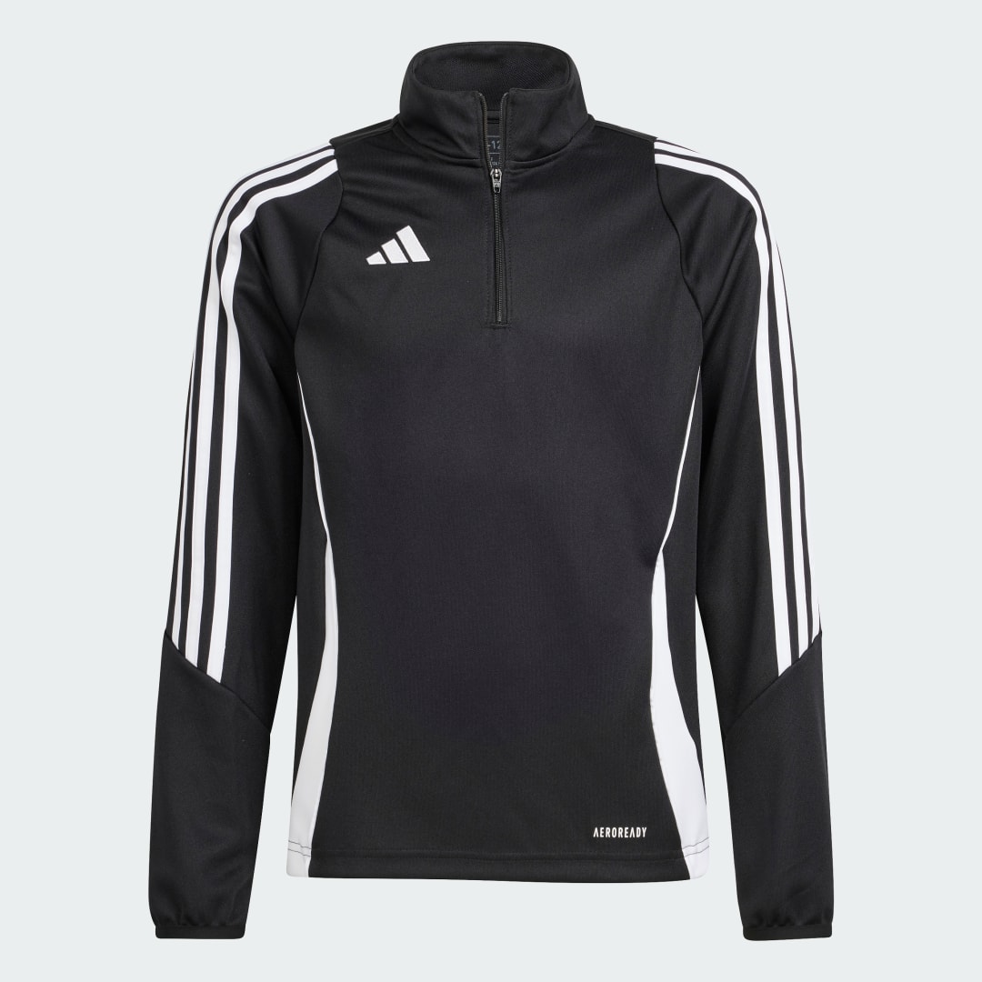 Adidas Perfor ce Junior voetbalsweater TIRO 24 zwart wit Sportsweater Polyester Opstaande kraag 128