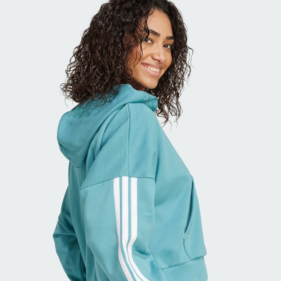 Adidas Essentials 3-Stripes French Terry Hoodie met Korte Rits