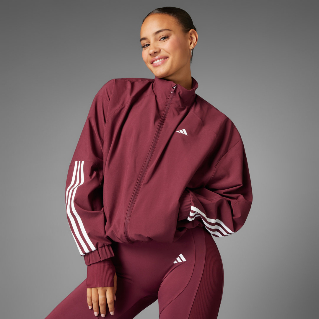 Adidas Hyperglam Ribbed Woven Jacket Bordeaux- Dames Bordeaux