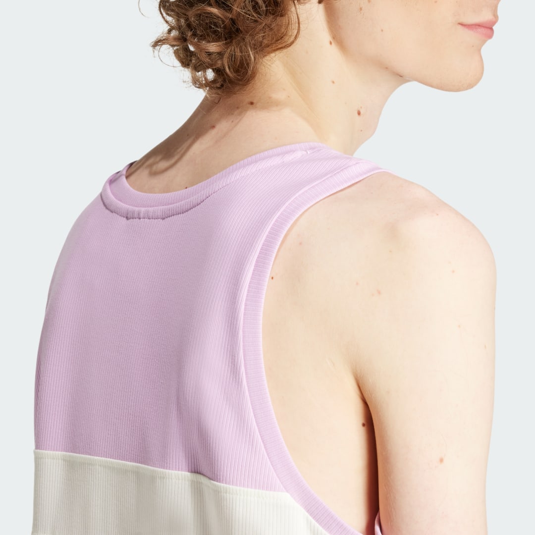 

adidas Playera sin Mangas Premium Cut Line 80s Acanalada Hombre, Bliss lilac