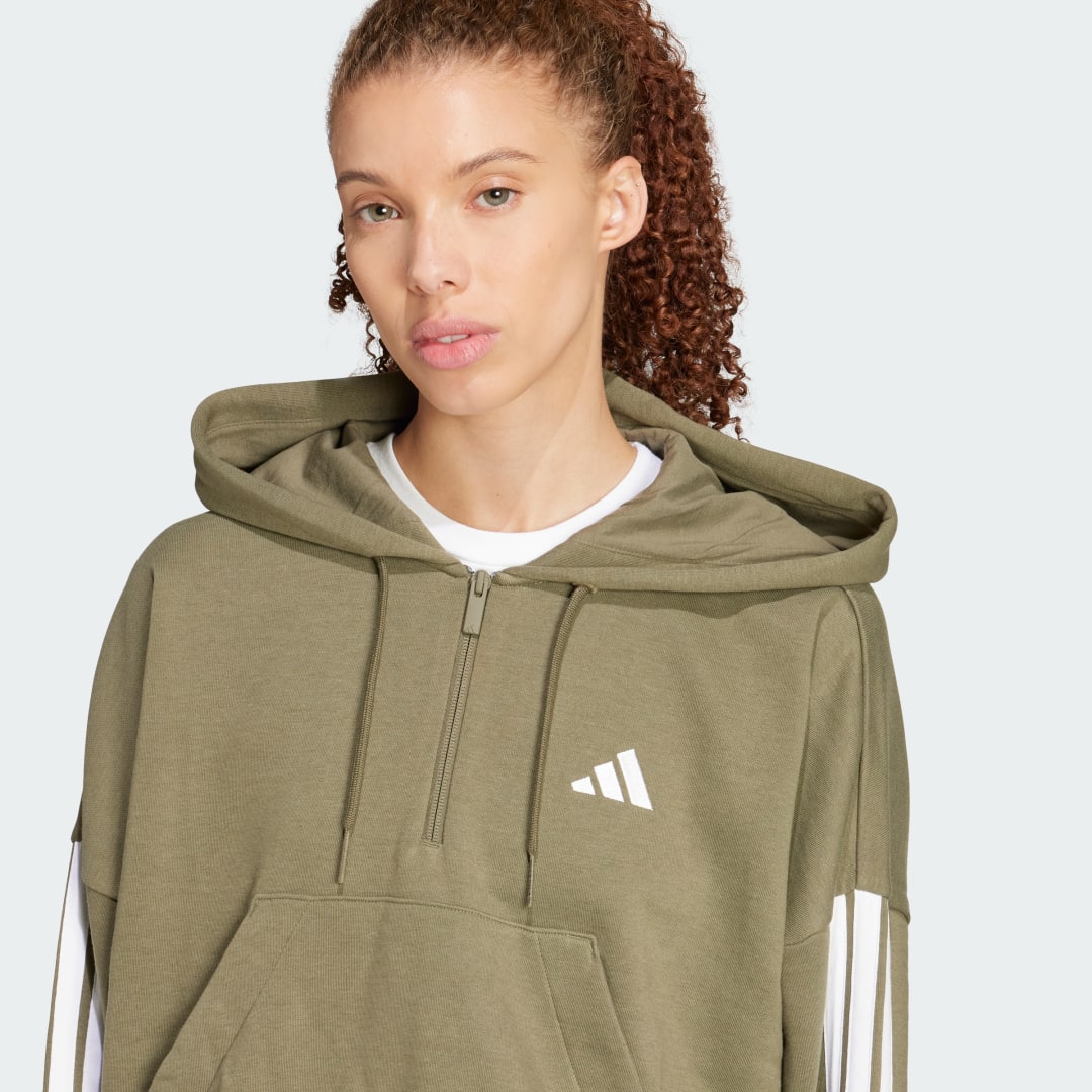 Adidas Essentials 3-Stripes French Terry Hoodie met Korte Rits