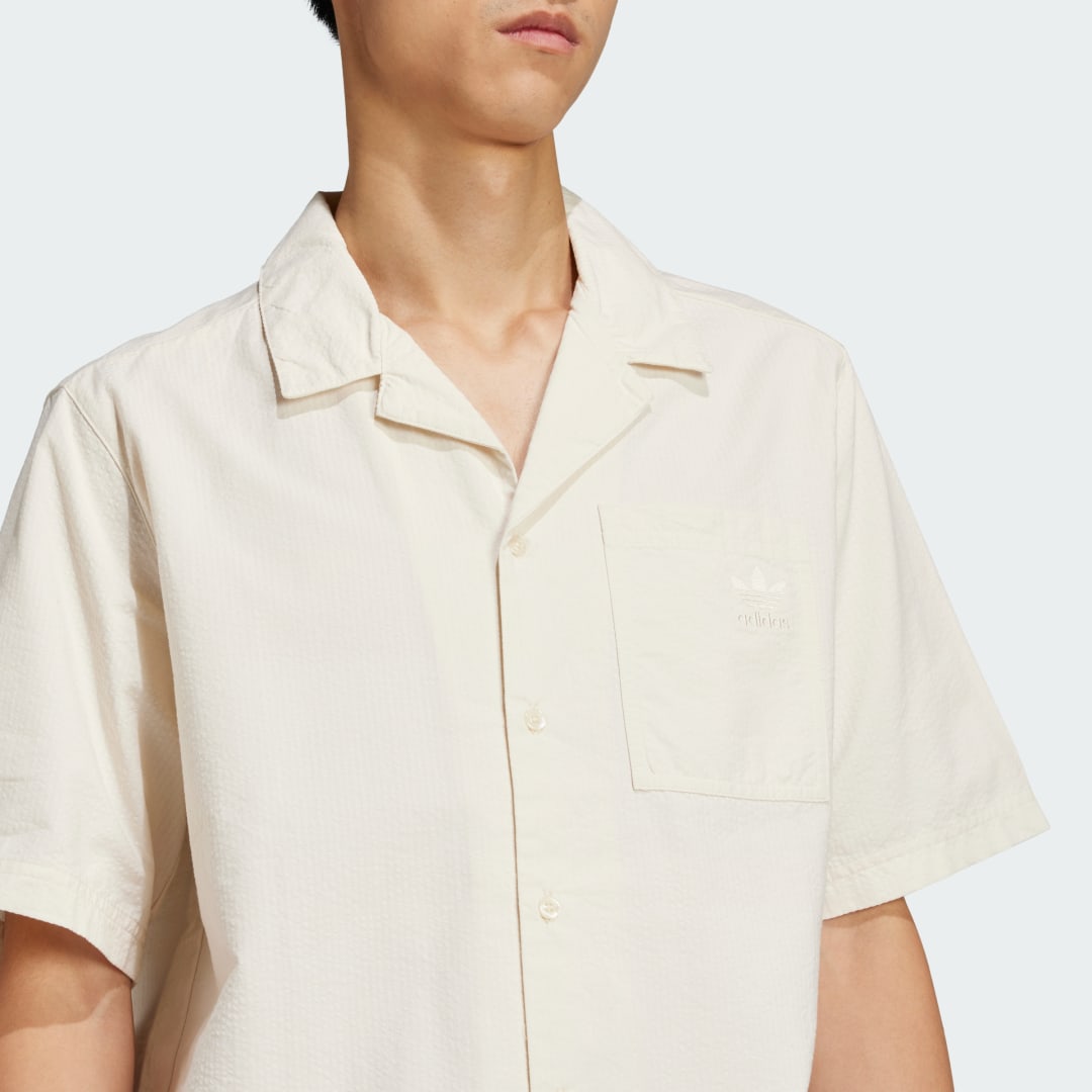 Adidas Essentials Seersucker Overhemd met Korte Mouwen
