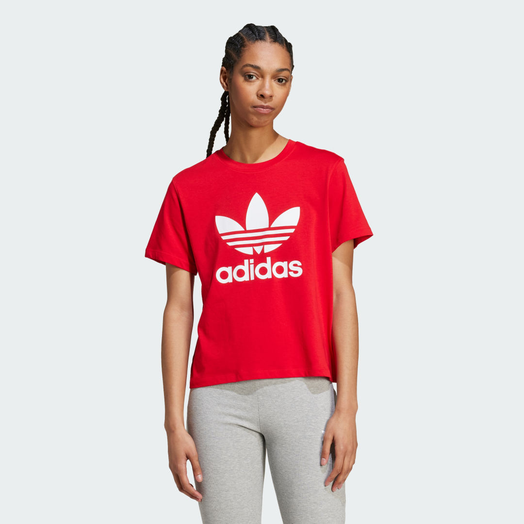 

adidas Camiseta Adicolor Trifolio Boxy Mujer, Blanco