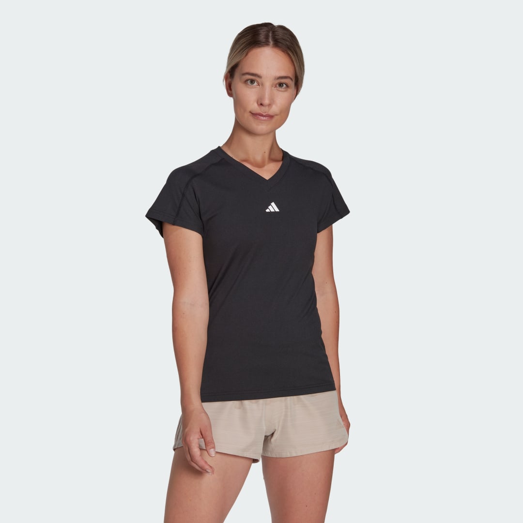 T-shirt encolure en V au logo minimaliste AEROREADY Train Essentials