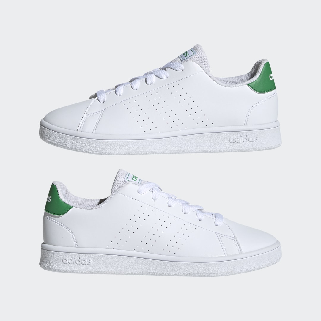

adidas Tenis Advantage Niño, Blanco/verde/gris two