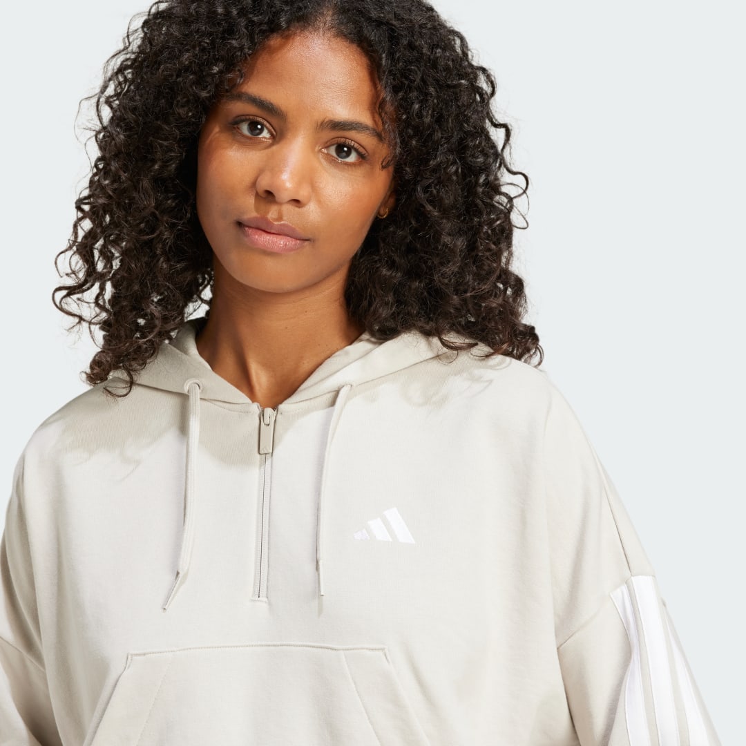 Adidas Essentials 3-Stripes French Terry Hoodie met Korte Rits