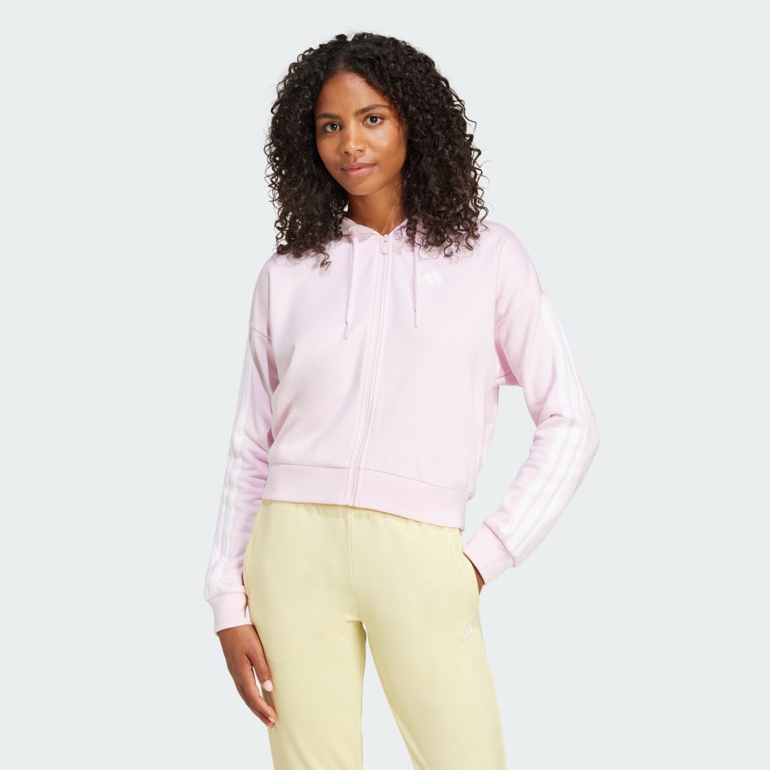 Image of Felpa con cappuccio Essentials 3-Stripes French Terry Full-Zip cod002
