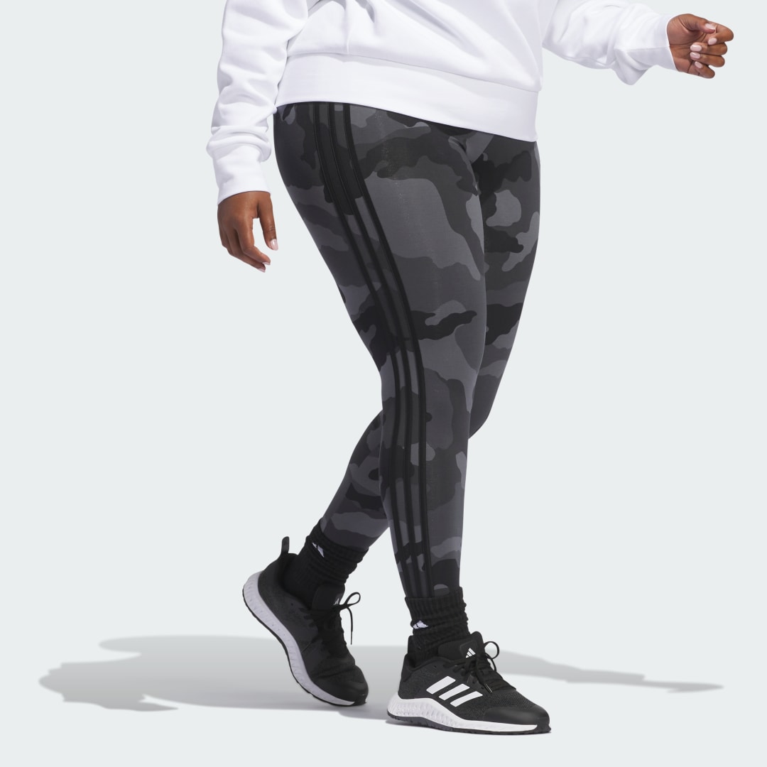 Adidas Essentials 3-Stripes Camo Print 7 8 Length Leggings (Plus Size)