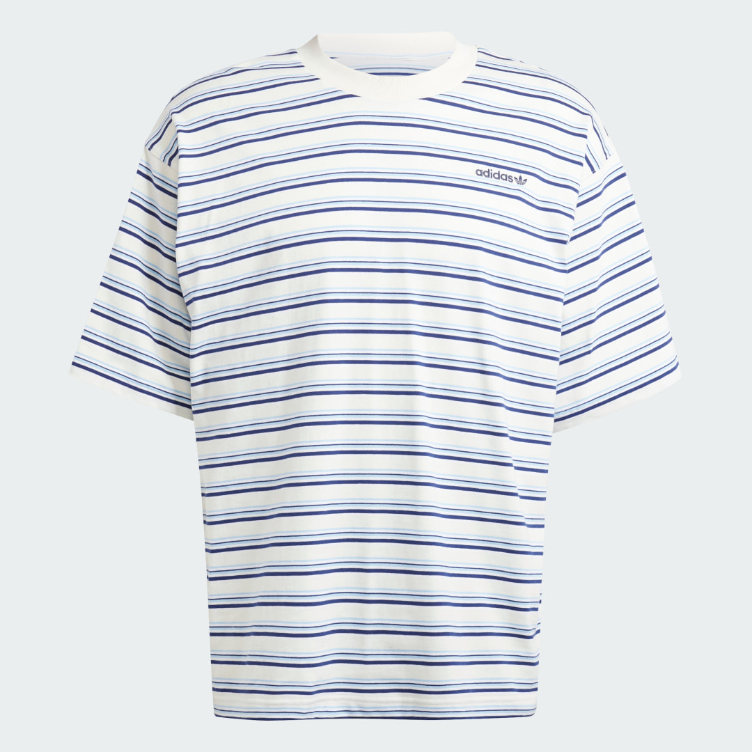 

adidas Camiseta 80s Holgada a Rayas Hombre, Blanco