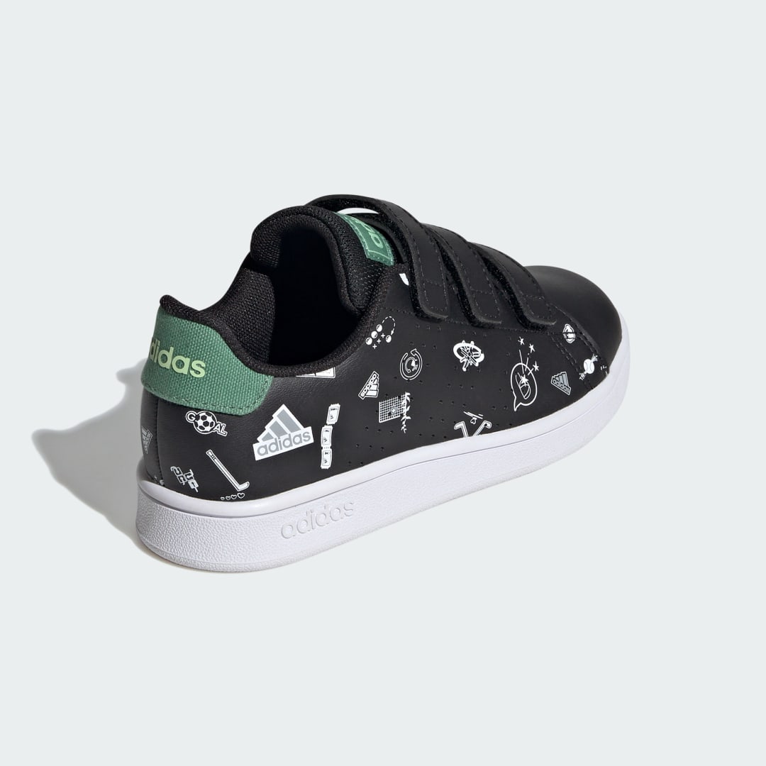 

adidas Tenis Advantage Kids Niño, Negro/blanco/semi verde spark
