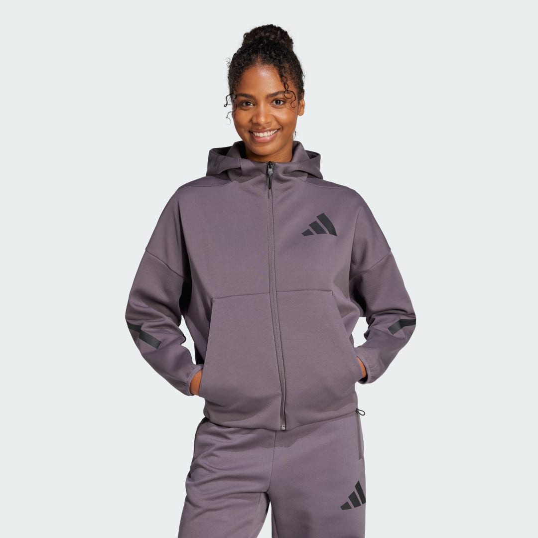 Adidas Z.N.E. Full Zip Hoodie Grijs- Dames Grijs