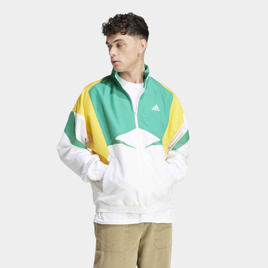 Image of adidas Colorblock Track Jacket White S - Men Lifestyle Track Tops,Tracksuits