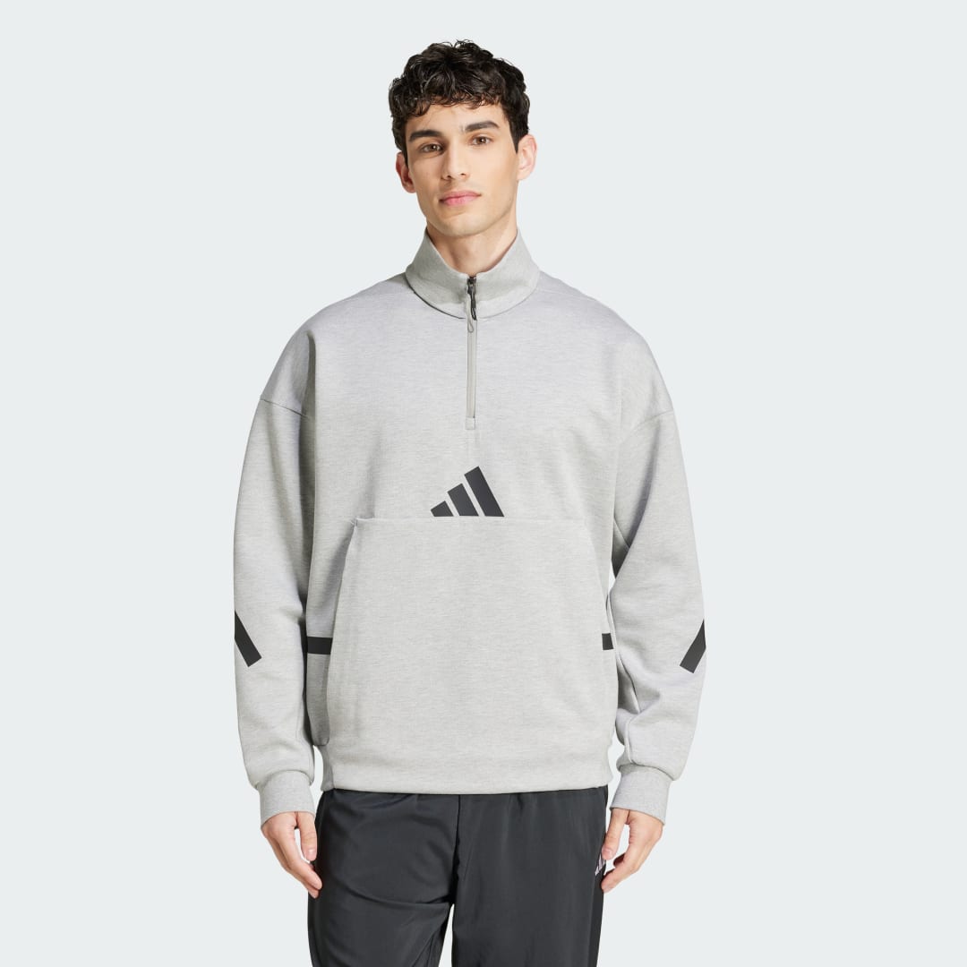 Adidas Z.N.E. Sweatshirt met Korte Rits Grijs- Heren Grijs