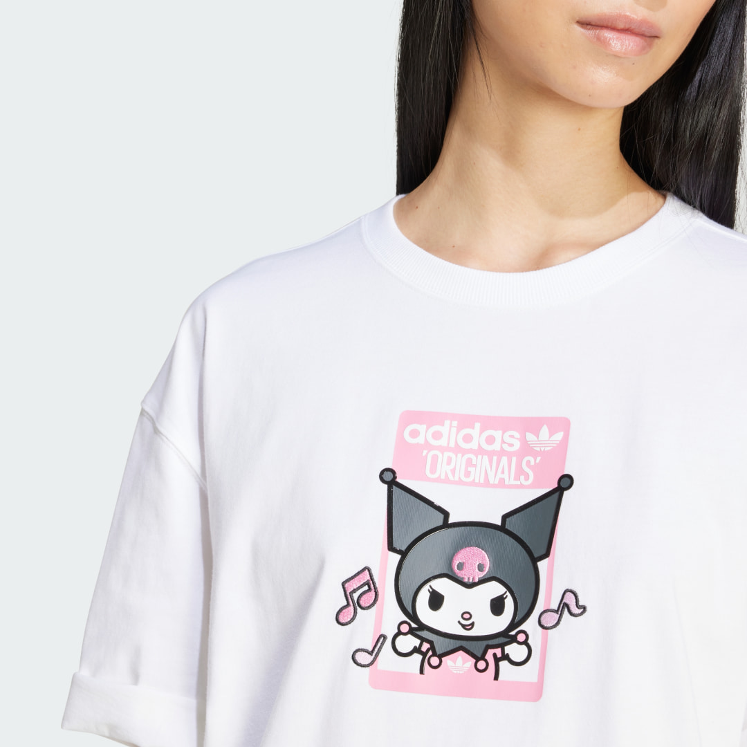 

adidas Playera Adidas Originals x Hello Kitty Kuromi Estampada Holgada Mujer, Blanco