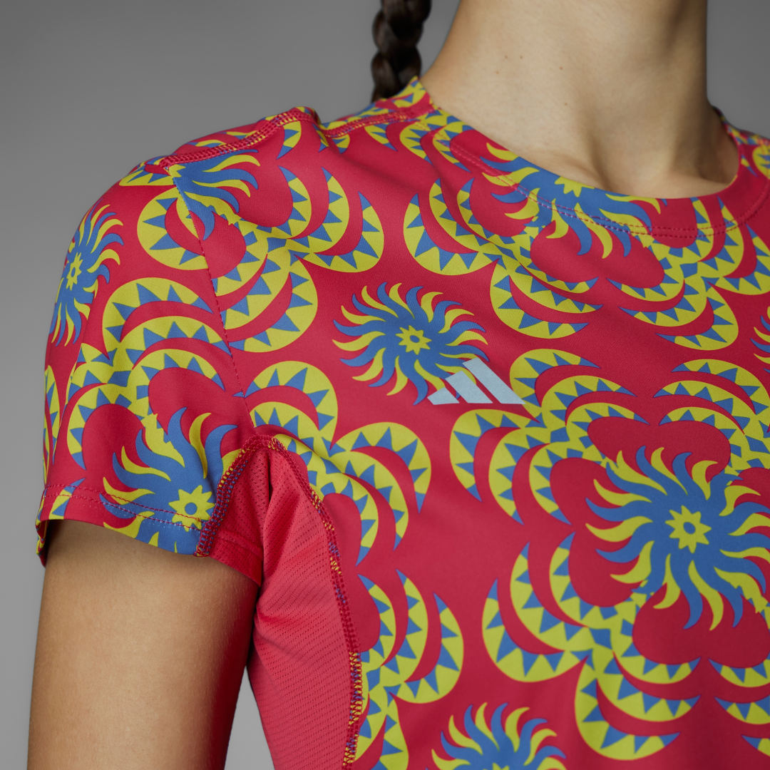 

adidas Camiseta Adizero x FARM Mujer, Rojo