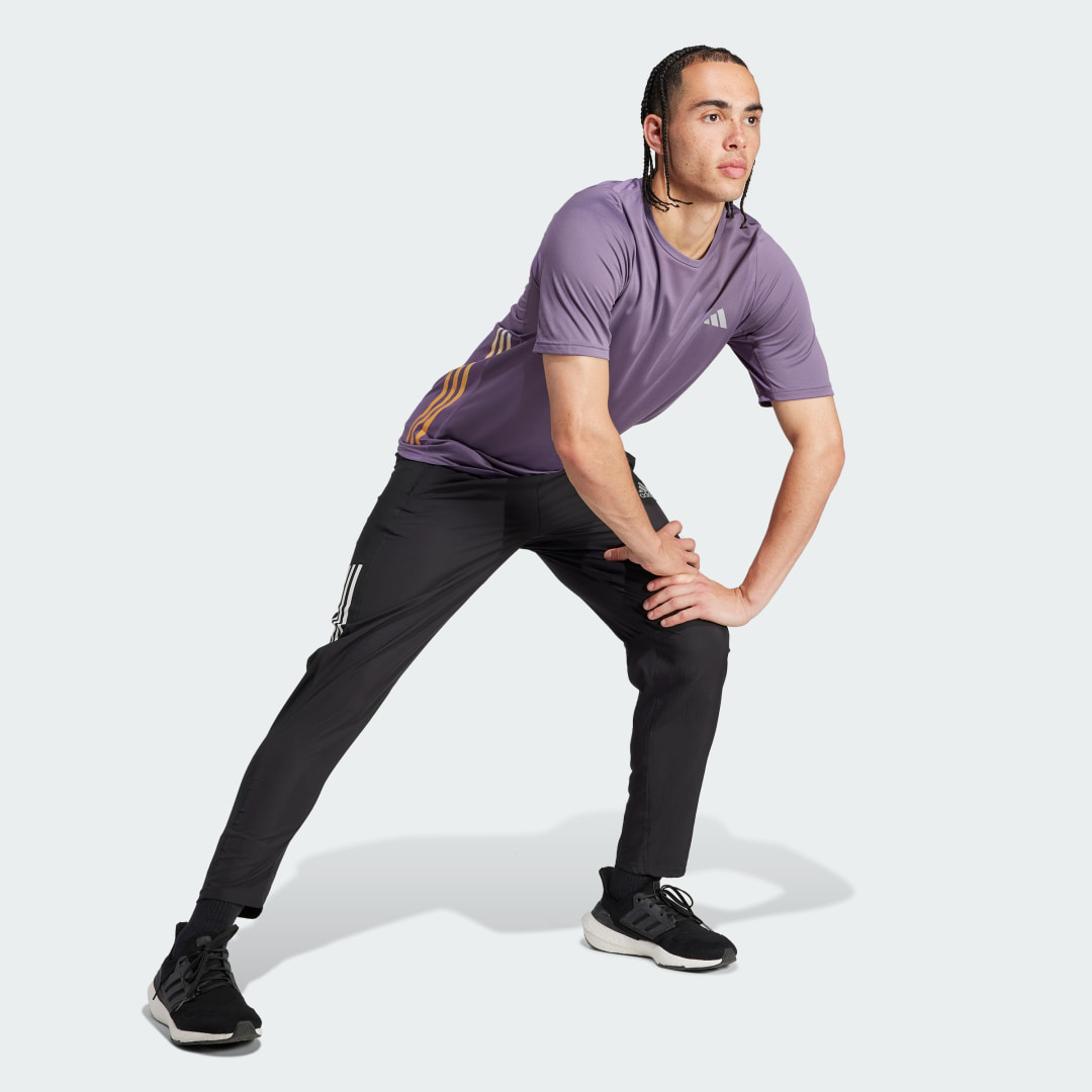 

adidas Playera Run Icons 3 Franjas Hombre, Shadow violeta