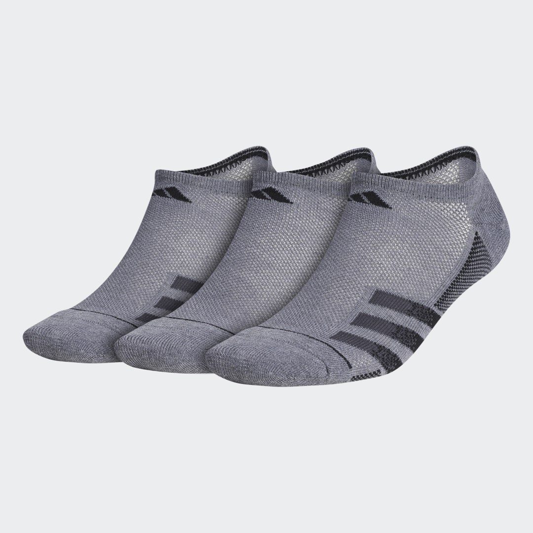 adidas Superlite Stripe No-Show Socks 3 Pairs Grey L
