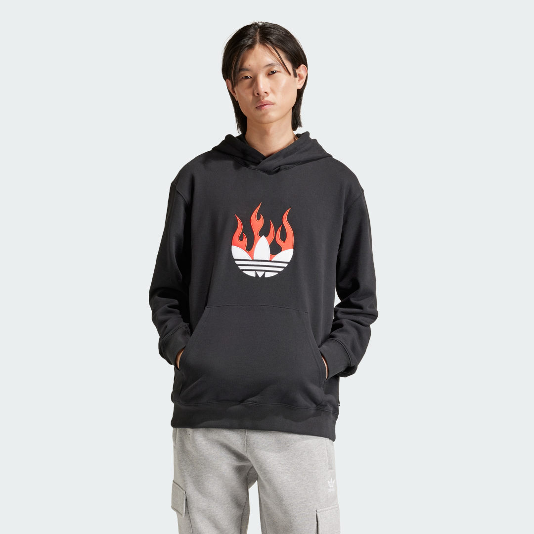 

adidas Buzo con Capucha Flames Logo Hombre, Negro