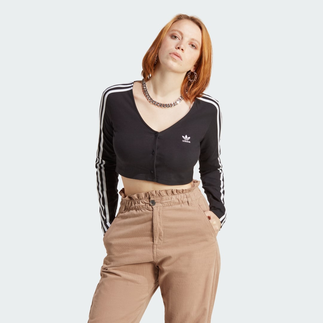 T-shirt boutonné à manches longues Adicolor Classics 3-Stripes