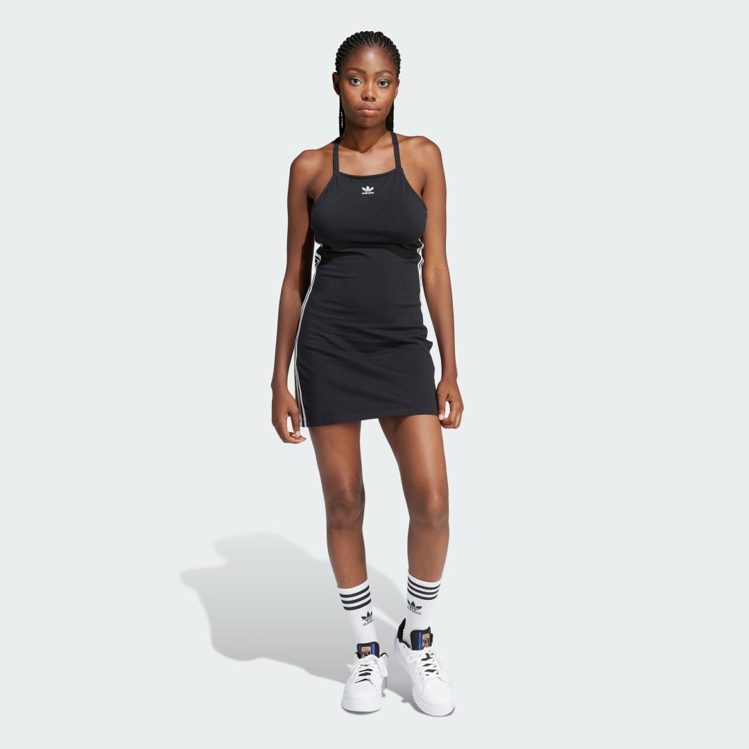Adidas Originals Zwarte 3-Stripes Korte Jurk Black Dames