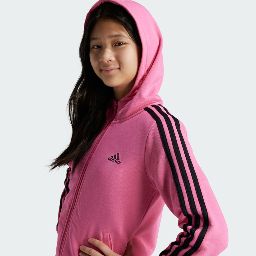 

adidas Buzo con Capucha Essentials 3 Rayas Cierre Frontal Niño, Negro