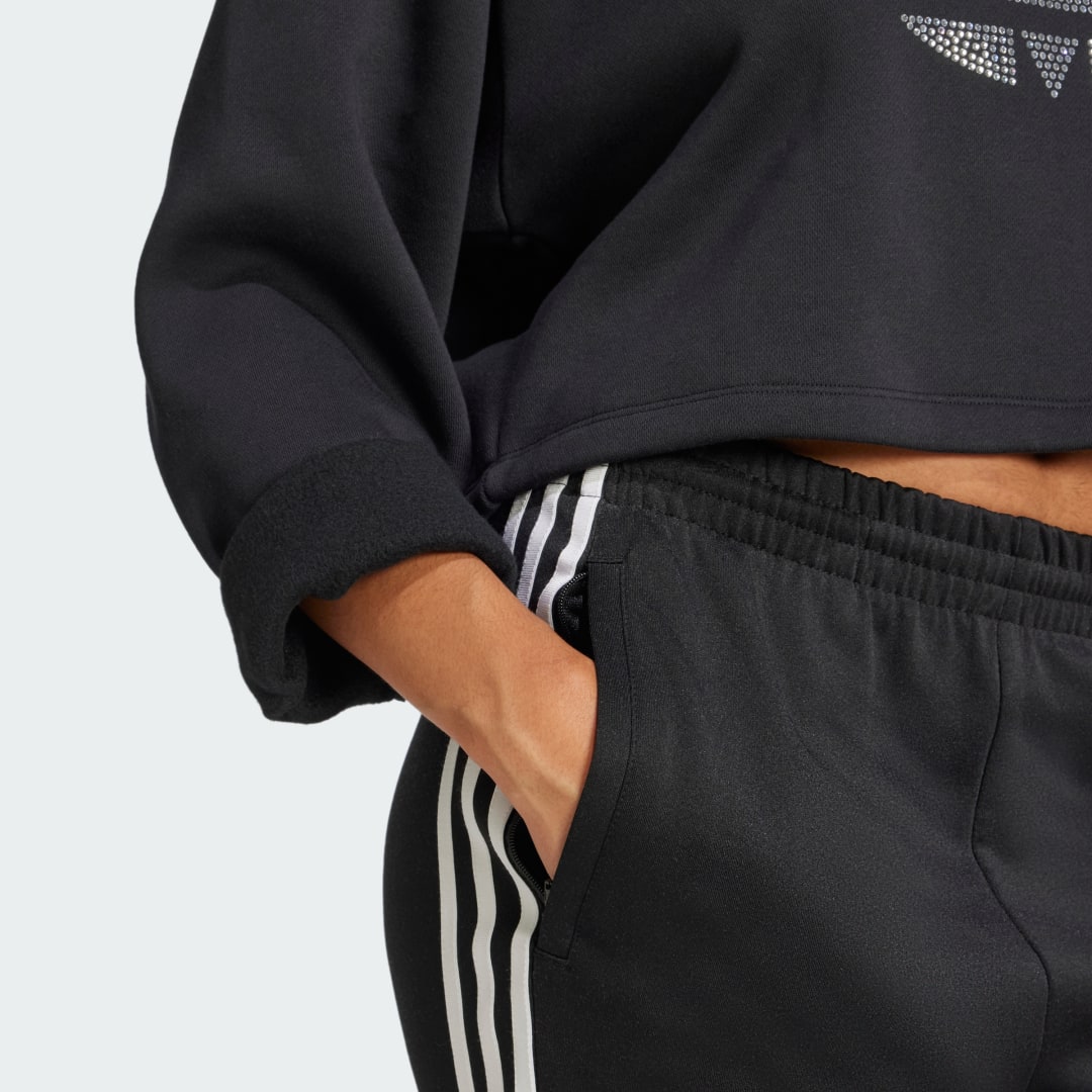 Adidas Rhinestone Trefoil Loose Crop Hoodie