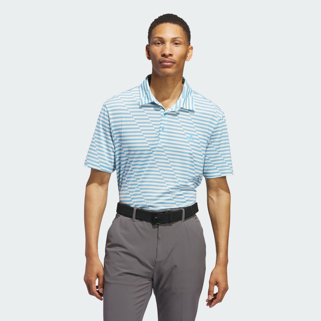 Image of adidas Ultimate365 Mesh Print Polo Semi Blue Burst XL - Men Golf Polo Shirts
