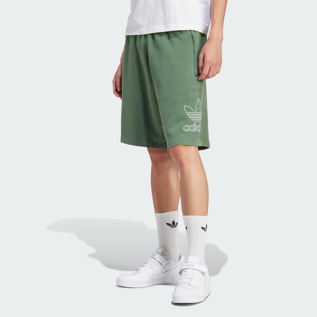 Image of adidas Adicolor Outline Trefoil Shorts Green Oxide S - Men Lifestyle Shorts
