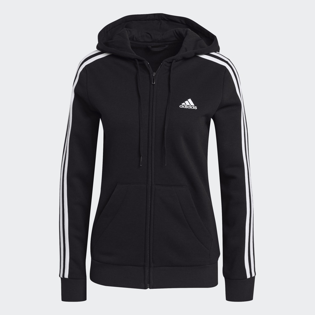 Image of Felpa con cappuccio Essentials Fleece 3-Stripes Full-Zip cod002