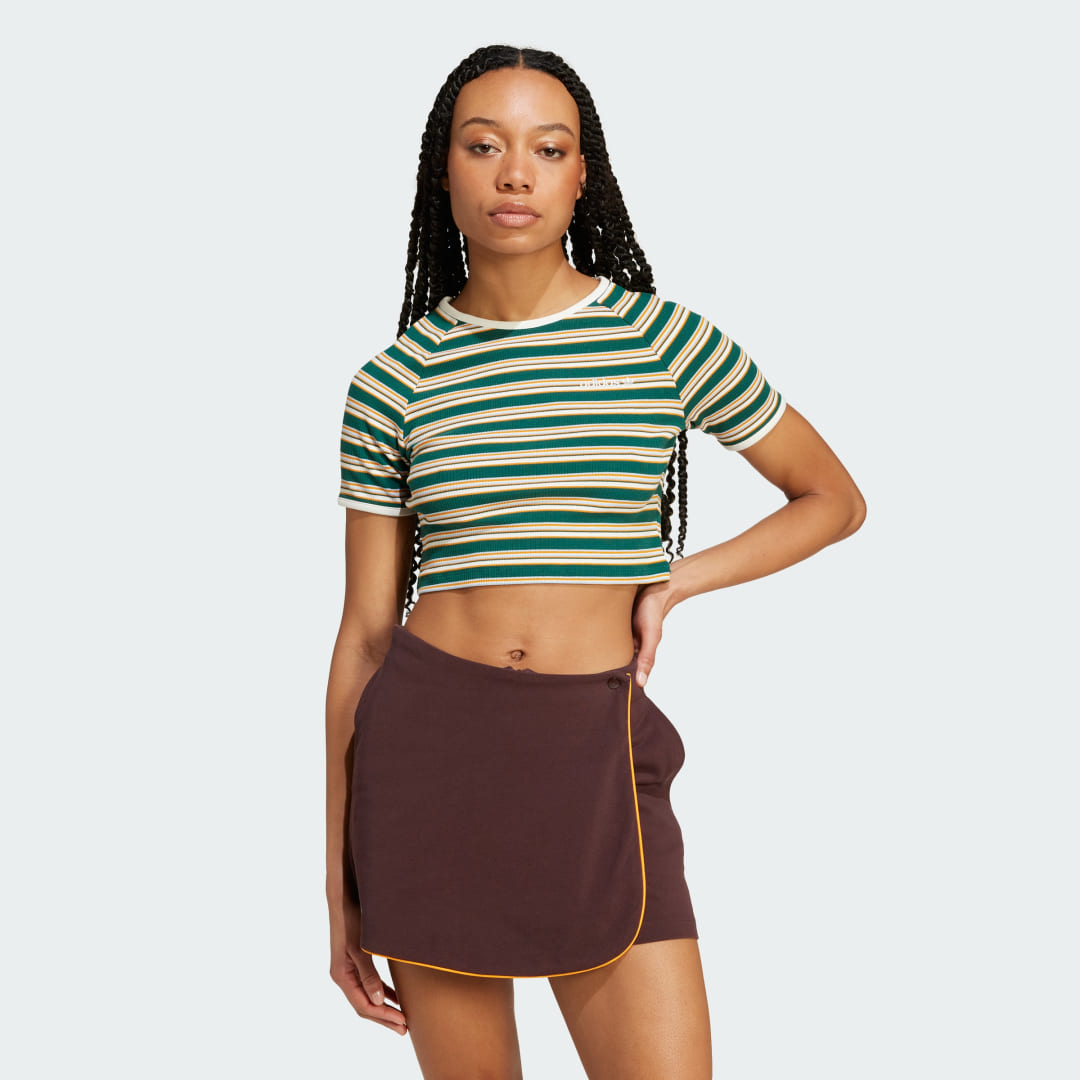 

adidas Camiseta '80s Rib Stripe Baby Mujer, Verde