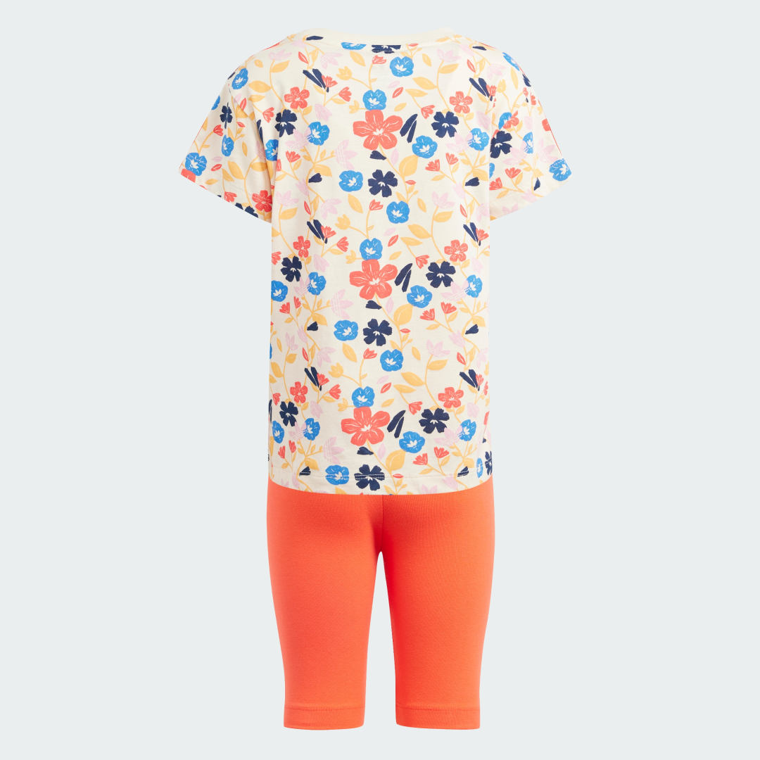 Adidas Floral Cycling Short en T-shirt Setje