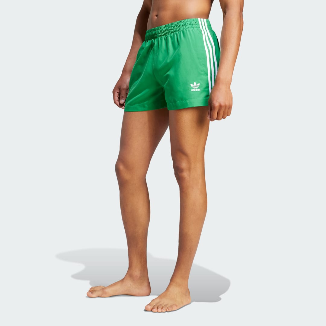 adidas Adicolor 3-Stripes Swim Shorts Green XS Mens