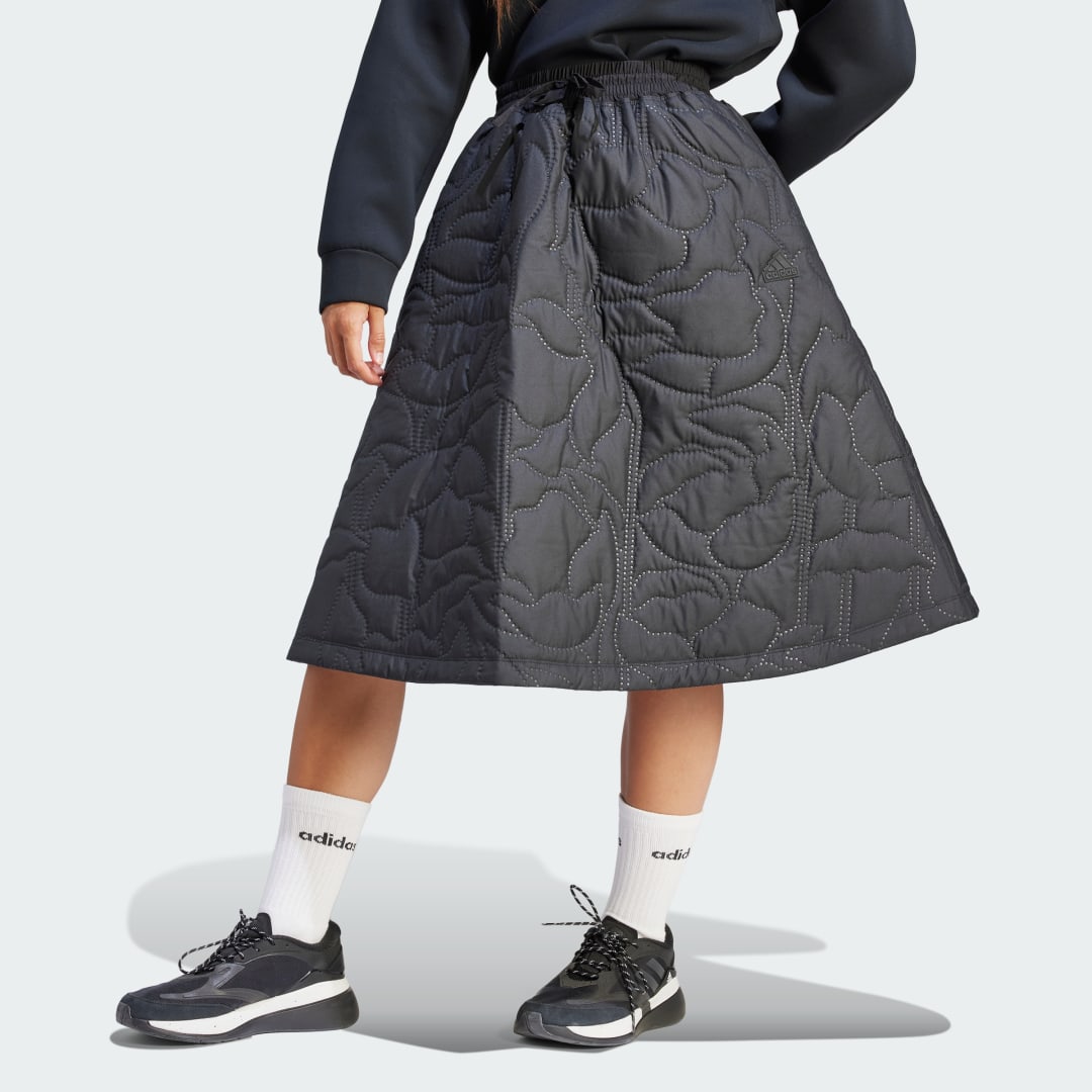 Image of adidas City Escape Quilted Skirt Black 2XST - Women Lifestyle Skirts