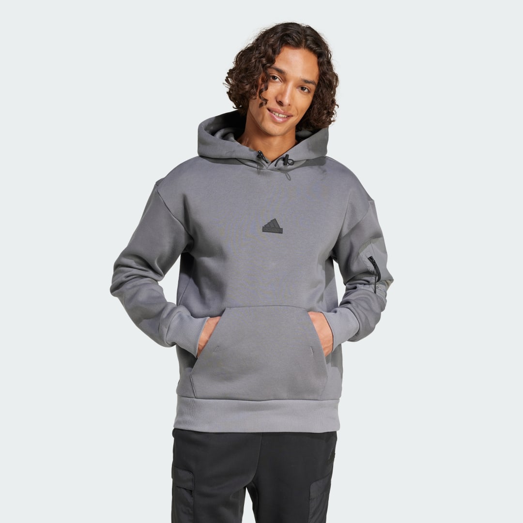 Adidas City Escape Fleece Hoodie Grijs- Heren Grijs