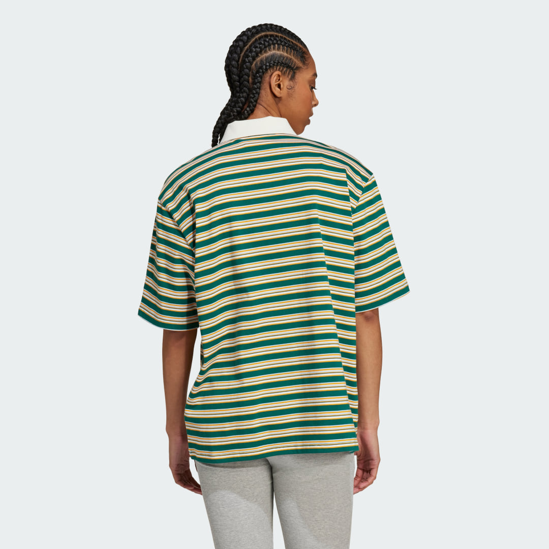 

adidas Playera Polo '80s Rayas Extragrande Mujer, Multicolor/collegiate verde