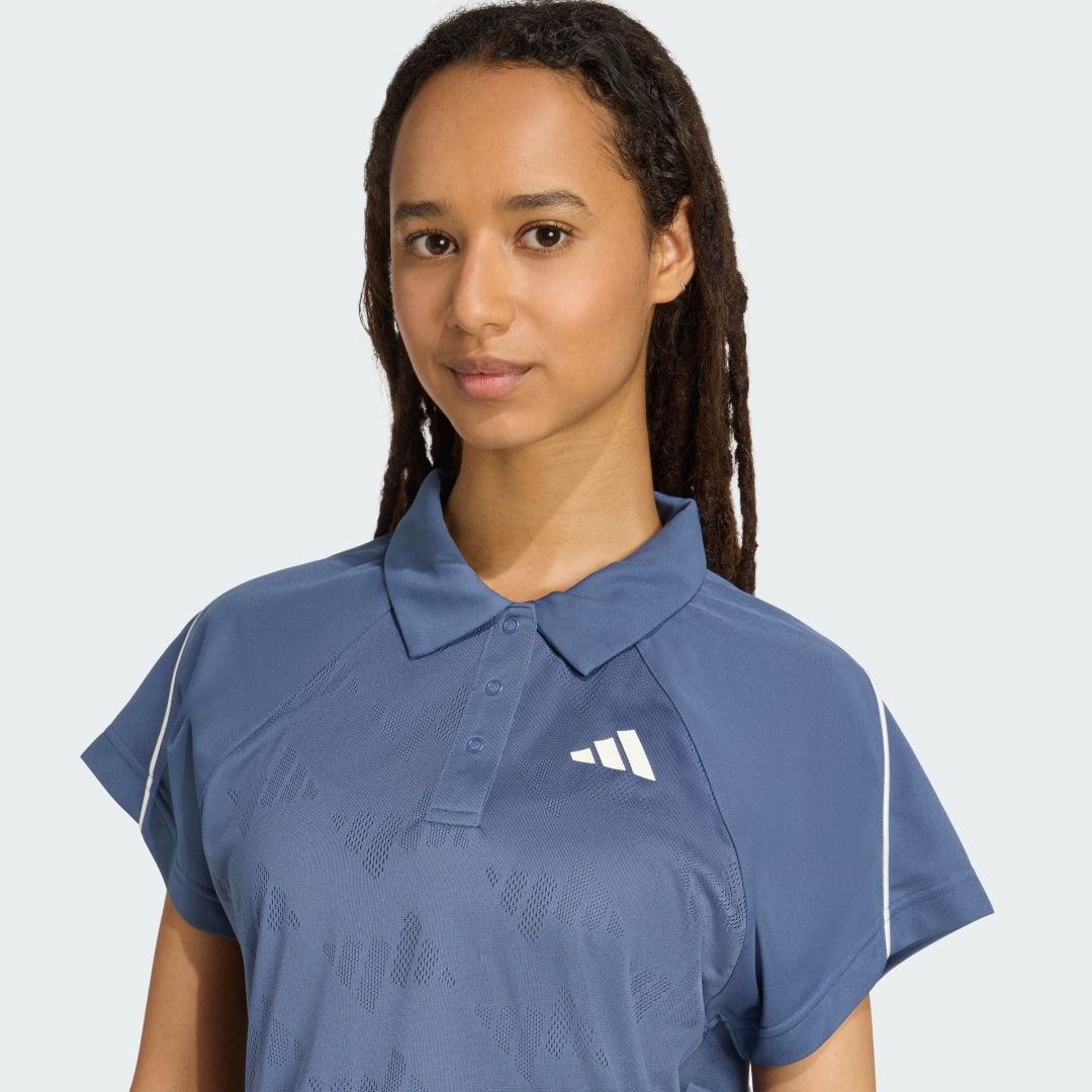 Adidas Stadium 3-Stripes Tennis Inspired Jacquard Polo T-shirt