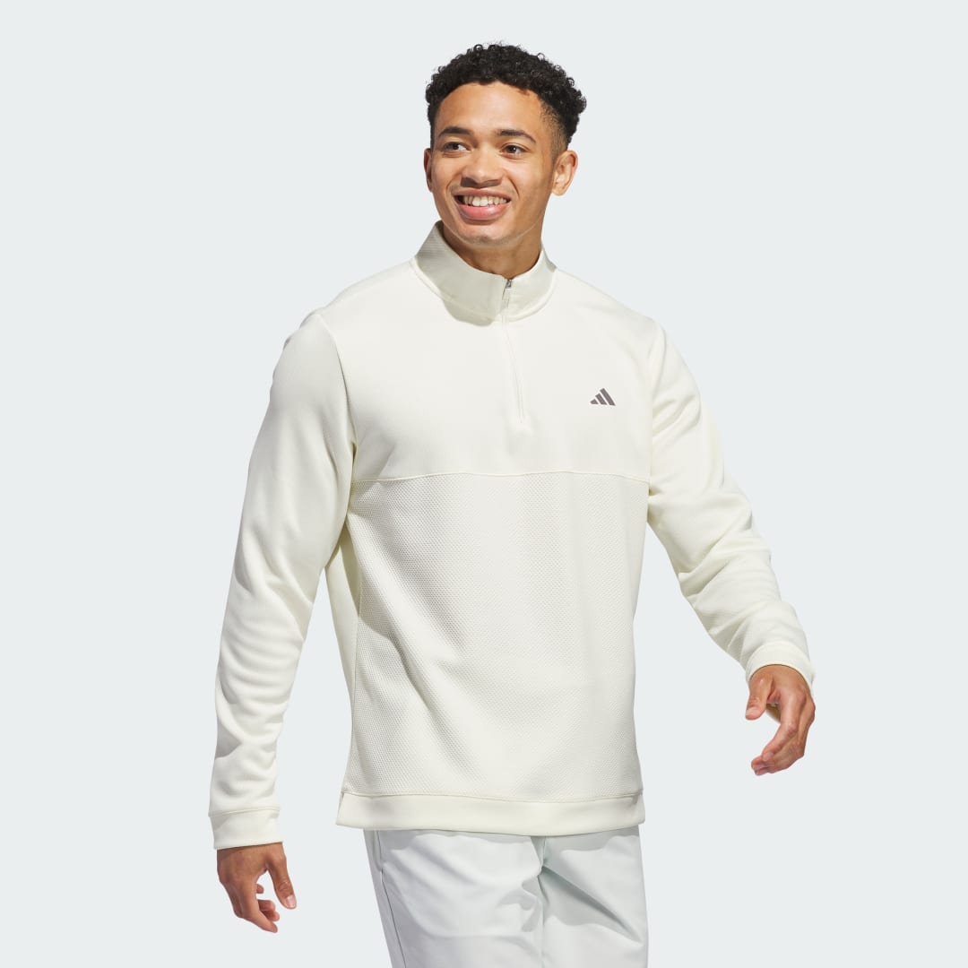 

adidas Sudadera Texturizada Ultimate365 Cierre Corto Hombre, Ivory