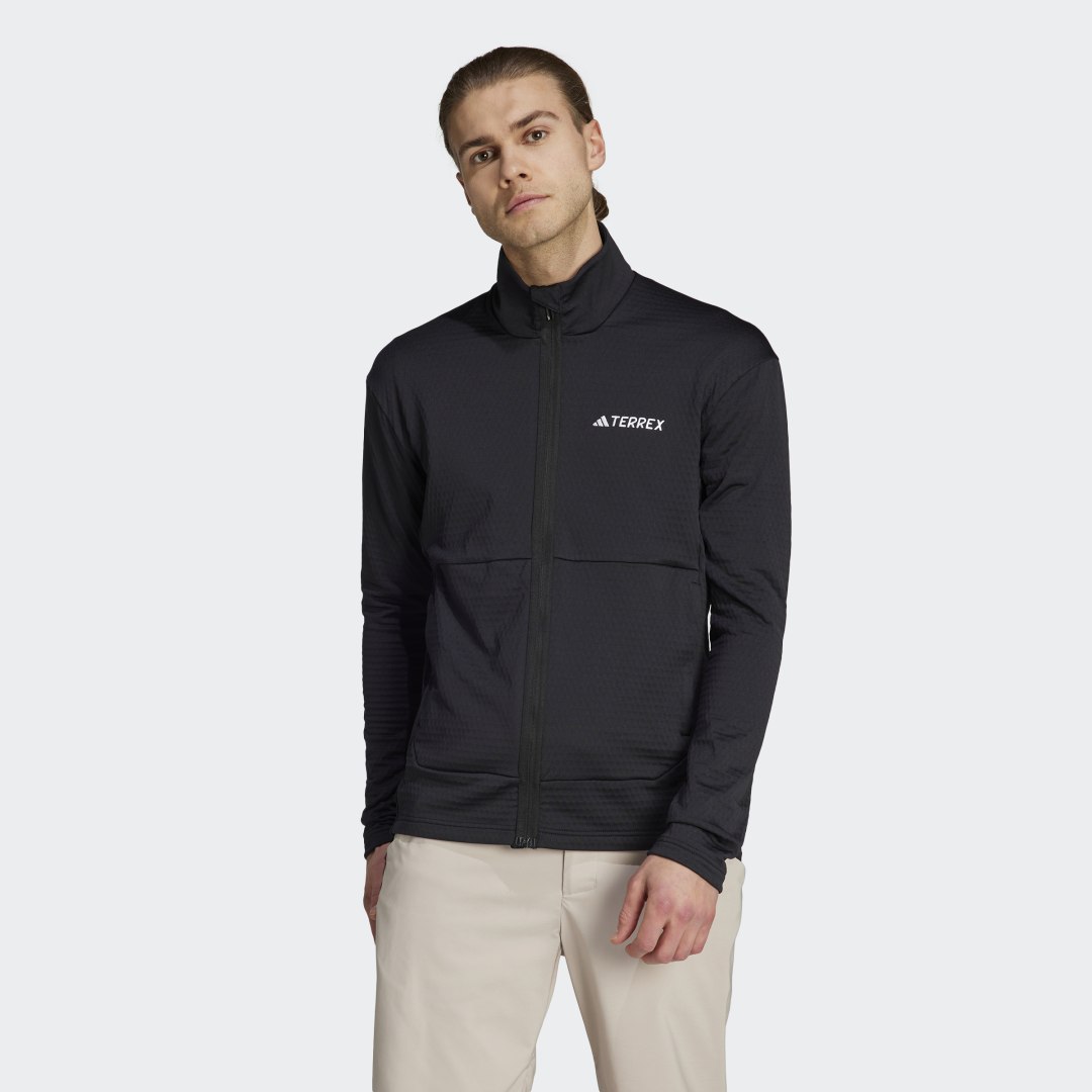 Image of adidas Terrex Multi Light Fleece Full-Zip Jacket Black S - Men Hiking Sweatshirts & Hoodies,Track Tops