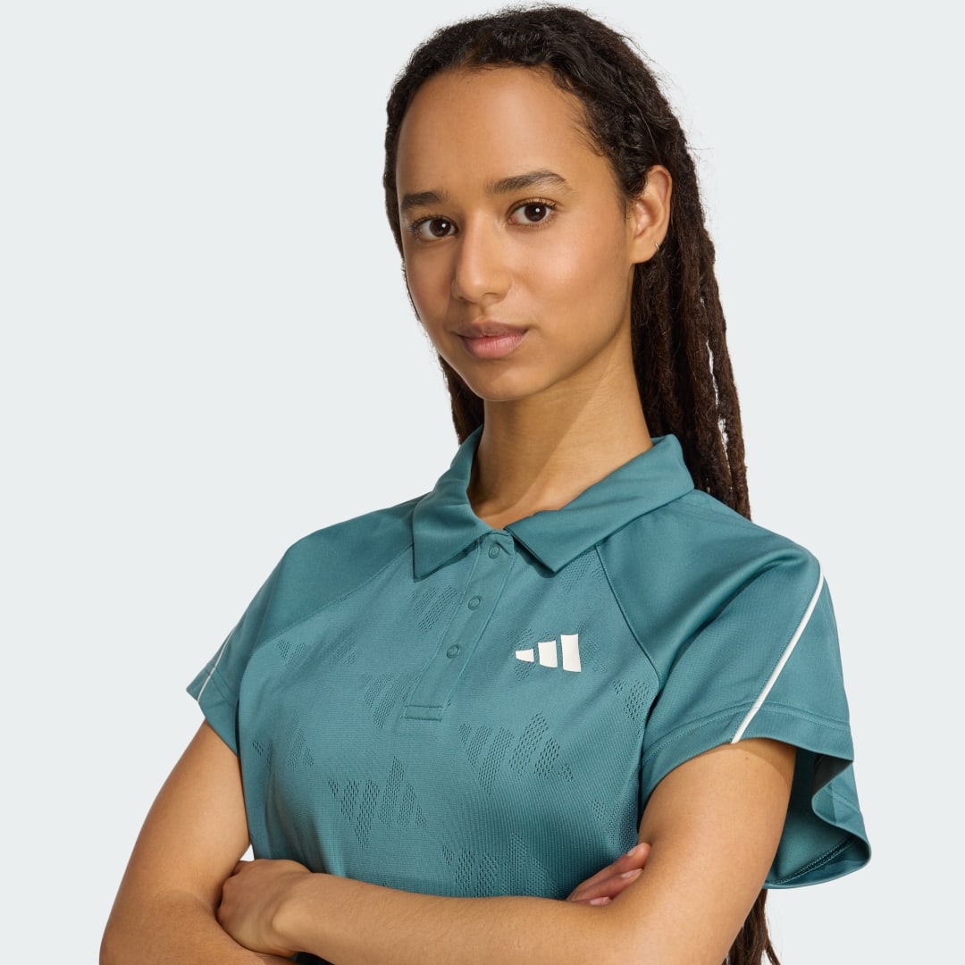 Adidas Stadium 3-Stripes Tennis Inspired Jacquard Polo T-shirt