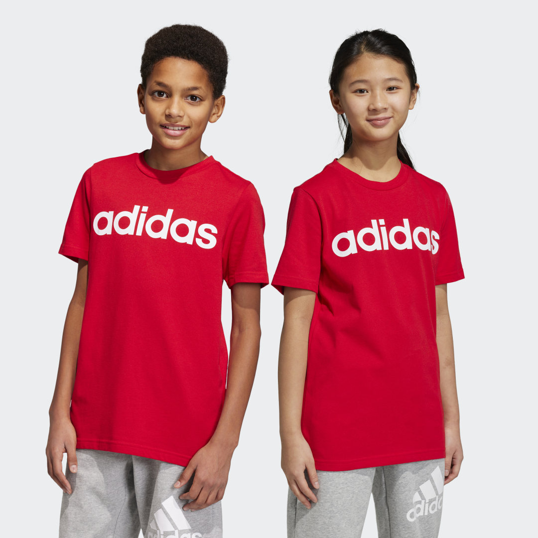 

adidas Playera Essentials Logo Lineal Algodón Niño, Better scarlet/blanco