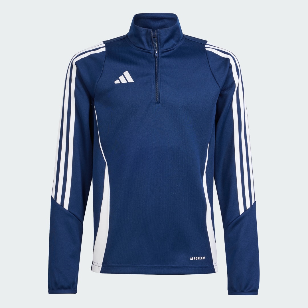 Adidas Perfor ce Junior voetbalsweater TIRO 24 donkerblauw wit Sportsweater Gerecycled polyester Opstaande kraag 140