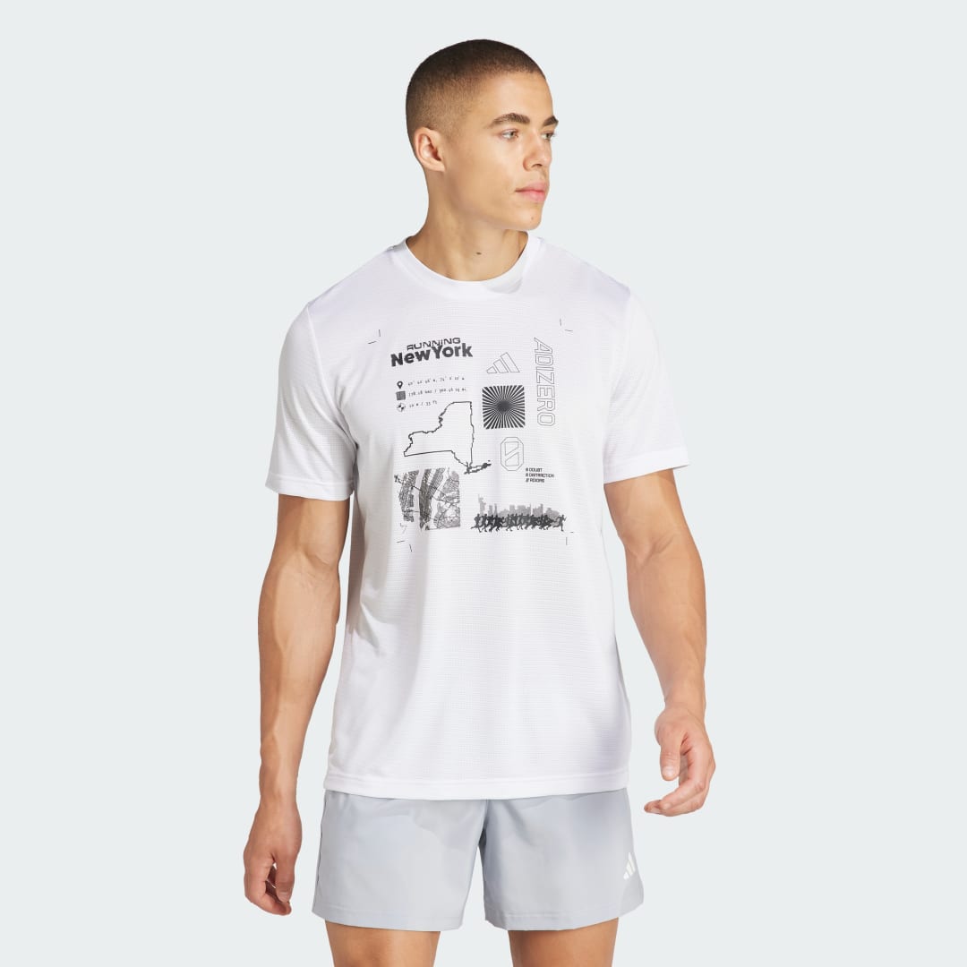 

adidas Playera Running Adizero City Series Graphic Hombre, Blanco