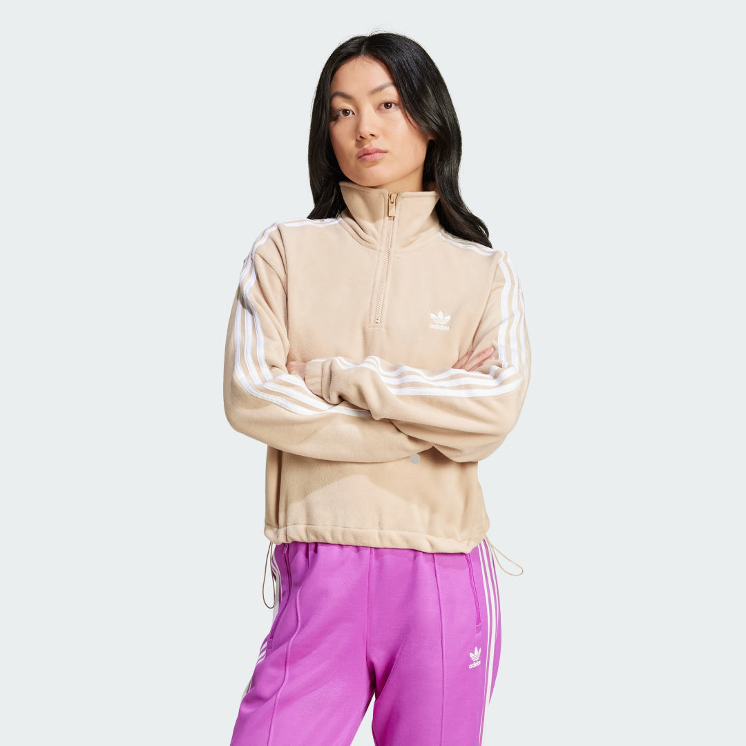 Adidas Originals Polar Fleece Half Zip Trainingspakken in beige formaten: XS