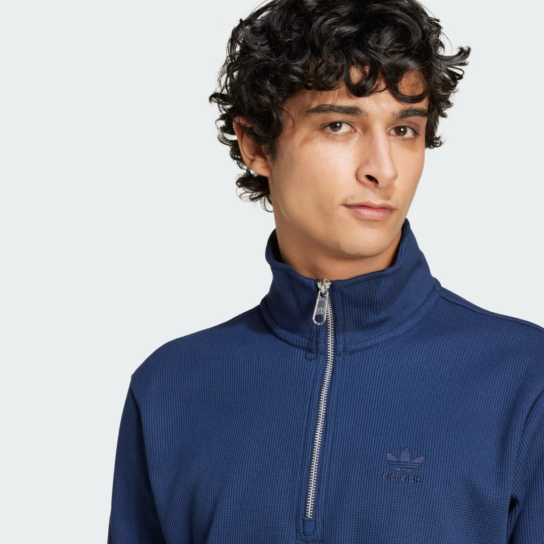 Adidas Trefoil Essentials Waffle Sweatshirt met Halflange Rits