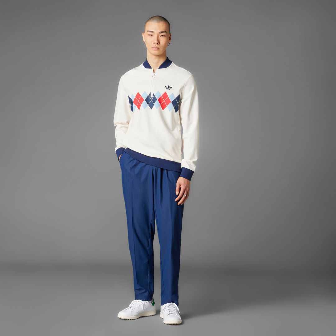 Adidas Originals Argyle Printed Sweatshirt met Korte Rits