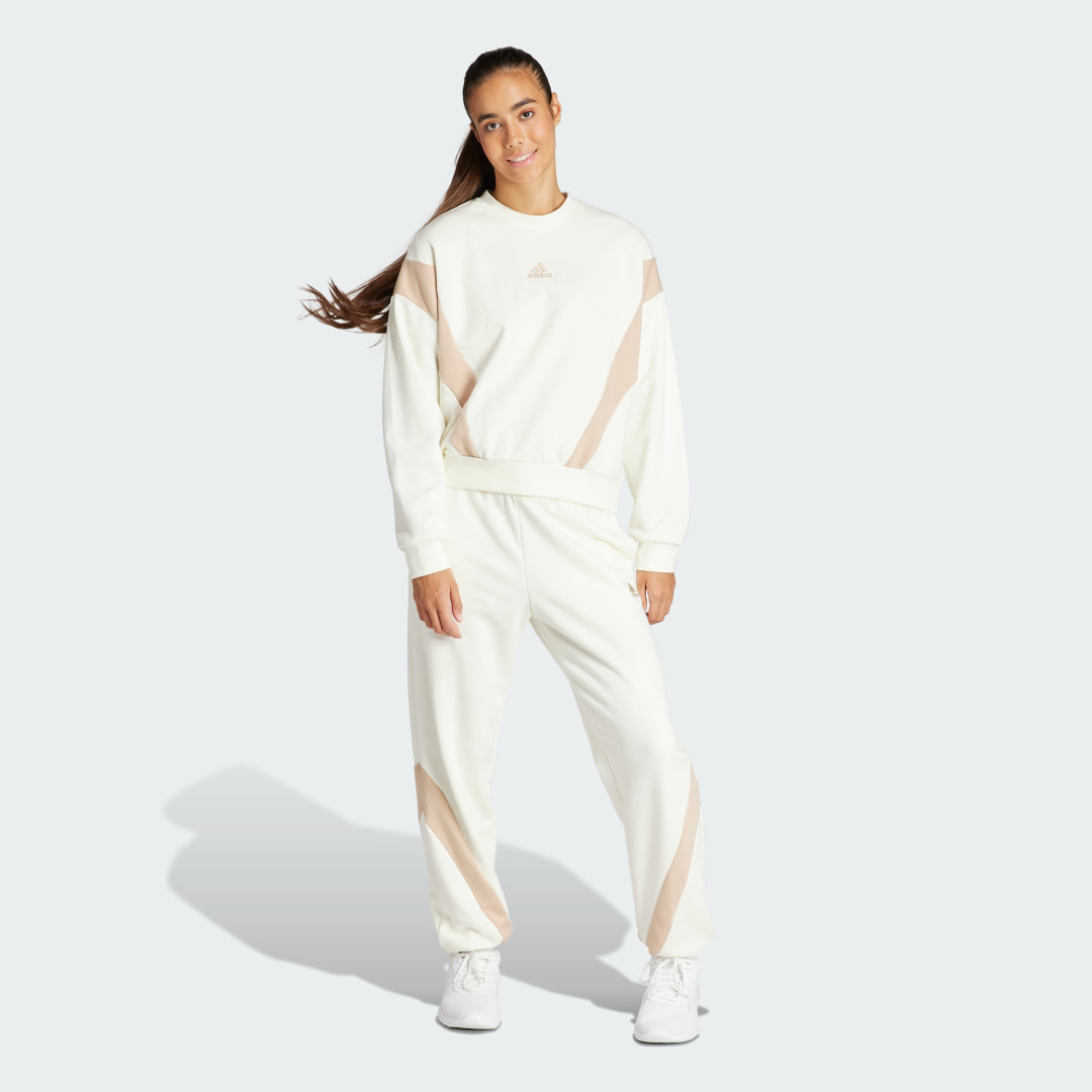 Adidas Panel Crew Tracksuit Off White- Dames Off White