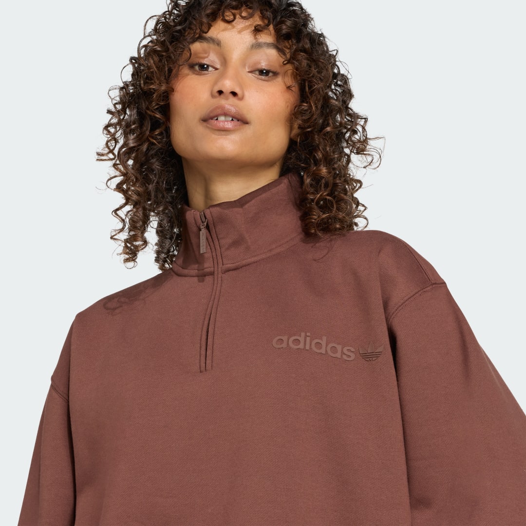Adidas Essentials Linear Oversized Sweater met Korte Rits